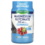 Nature's Truth, glicino ir magnio gumos, natūralus vynuogių skonis, 200mg, 60 vegani&scaron;kų gumų (100 mg viename guminuke)