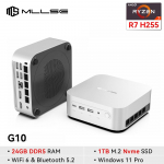 MLLSE Mini PC G10 AMD R7 H255 LPDDR5 24GB 1TB SSD 8 branduolių stalinis kompiuteris BT5.2 WIFI6 HDMI TYPE-C USB