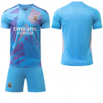 2024-25 Real Madrid dangaus mėlynas vartininko mar&scaron;kinėlis #1 Courtois #9 Mbapp&eacute; Futbolo mar&scaron;kinėliai M