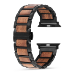 Natūralaus medžio ir nerūdijančio plieno apyrankė Apple Watch IWatch visoms serijoms Ultra 3 38/40/41/42/44/45/46/49mm 42mm(series 3)/44mm/45mm/46mm/49mm black