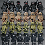 Specialiųjų pajėgų karinės figūrėlės, Ghost SWAT kariai, konstravimo kaladėlės, sprogimui atsparios policijos kaladėlės, Ghost SWAT