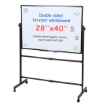 Magnetinė stovima mobilioji dailės lenta su ratukais, sausai trinama lenta, 40 x 28 colių didelė baltas lentos pavir&scaron;ius, reguliuojamo auk&scaron;čio, dvipusė, balta, su stovu 70x100 cm