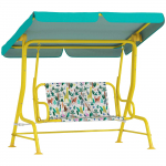 2 vietų vaikų Holivudo sūpynės su reguliuojamu stogeliu, saugos diržu 3-6 metų vaikams iki 60 kg 112x75x120cm Žalios 112 x 75 x 120 cm žalia