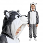 Pižama Vienas Gabalas Kigurumi Kostiumas Karnavalo Kostiumas Pilkas Haskis Vaikams 135 - 145Cm gray