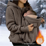 Moterims Fleece su gobtuvu striukė 2 viename nė&scaron;čiosioms slaugos bliuzonas su ne&scaron;iokle Hoodie Užtrauktukas &Scaron;ilta žiemos vir&scaron;utinė apranga Paltai XL black