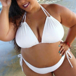 Moteri&scaron;kas didelis dydis, vienspalvis, kabantis bikinis petne&scaron;ėlėmis, padalintas maudymosi kostiumėlis, maudymosi kostiumėlis XXXXXL white