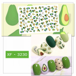 Avokado lapų kaktuso margumyno gėlių nagų lipdukai vasaros stiliaus nagų dailės vandens ženklų patarimai 1 sheet