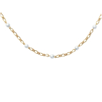 Les Tr&eacute;sors De Lily [C6324] - Collier Plaqu&eacute; Or 'All&eacute;gresse Perl&eacute;e' blanc dor&eacute; - 45 cm