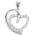 Les Tr&eacute;sors De Lily [Q9418] - Pendentif argent 'Love' blanc argent&eacute; (rhodi&eacute;) - 30x20 mm