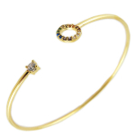 7bis [R1505] - Bracelet artisanal 'Sissi' multicolore dor&eacute; - 7x7 mm