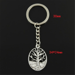 Mados raktų pakabukas 34x24mm Peace World Tree Sidabrinės spalvos pakabukai &bdquo;Pasidaryk pats&ldquo; Vyri&scaron;ki papuo&scaron;alai Automobilio raktų pakabuko žiedo laikiklis Suvenyras dovanai sidabras