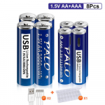 PALO 1.5V AA 2800mWh & 1110mWh AAA Įkraunama baterija USB baterija Įkraunama ličio jonų ličio baterija aa aaa baterija 4PCS+4PCS