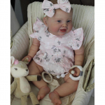 Baby Reborn Doll 3D dažyta oda su kraujagyslėmis, 60 CM žaislas mergaitėms, kaip princesė, su mink&scaron;tu audiniu