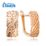 LSOOYH Clip Auskarai Rožinio aukso spalvos Madingi auskarai moterims Kvadratiniai kubiniai cirkonio auskarai, papuo&scaron;alai A