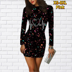Ilgomis rankovėmis Bodycon 3D Love Circuit Print Suknelė Moteri&scaron;kos Mini Suknelės Rudens liesos I&scaron;temptos Vakarėlio Vestidos S