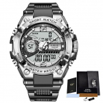 &bdquo;LIGE Fashion&ldquo; vyri&scaron;kas skaitmeninis laikrodis 50 m vandeniui atsparus LED kvarcinis laikrodis, sportinis laikrodis