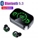 Naujos &bdquo;Bluetooth 5.3 9D Mirror&ldquo; belaidės &bdquo;Bluetooth&ldquo; ausinės TWS &bdquo;HiFi&ldquo; i&scaron;manusis skaitmeninis ekranas ausyse, sportinės ausinės, mažos delsos žaidimų ausinės juoda