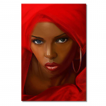 Juodaodė afrikietė su raudona suknele, aliejiniais dažais ant drobės Cuadros plakatai ir spaudiniai Skandinavi&scaron;kas sienų meno paveikslas Namų dekoras 21x30 No Frame