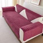 Vienspalvis neslystantis sofos užvalkalas, storas mink&scaron;tas pliu&scaron;inis sofos pagalvėlės rank&scaron;luostis, skirtas svetainės baldams. 90x210cm 1pc vyno raudonos spalvos