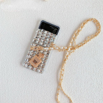 Lanyard Shiny Diamond Crystal Rhinestone Sparkly Dėklas, skirtas Samsung Z Flip 5 Z Flip 3 Z Flip 4 S23 S22 S21 Ultra S20 FE A13 A33 A53 / Google Pixel Fold samsung Z flip 3 balta