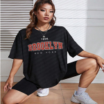 1898 m. Bruklinas, Niujorkas, &bdquo;Letter Graphic&ldquo; Moteri&scaron;ki mar&scaron;kinėliai Laisvalaikio mar&scaron;kinėliai Mink&scaron;ti vėsūs gatvės mar&scaron;kinėliai Vasariniai medvilniniai trumpomis rankovėmis S juoda