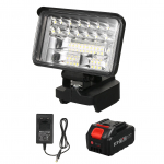 4 colių LED darbo lemputė, skirta 21 V ličio akumuliatoriams, ypač ry&scaron;kus lauko ap&scaron;vietimas 180 laipsnių pasukimu 1 Battery & EU Plug juoda