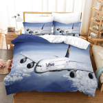 3D Lėktuvo Patalynės Komplektas, Transporto Antklodė ir Pagalvės užvalkalas 2/3 vnt. AU180 * 210 Viengulė/dvigulė lova &Scaron;ventinė dovana, Berniuko kambarys Mink&scaron;tus namų tekstilės gaminius AU King 210x240cm