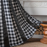 Baigtos Užuolaidos Dryžuotas siuvinėjimas Žalia vienspalvė Kontrastinė Virtuvė Svetainė Užuolaidos Kaimi&scaron;ko stiliaus Pusiau nepermatomi įlankos langai W150xL220CM(Hook Top)