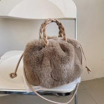 Yogodlns Fashion pliu&scaron;iniai moteri&scaron;ki vir&scaron;utinių rankenų pečių krep&scaron;iai Trend Design mergaičių dirbtinio kailio adies Didelės talpos Crossbody Krep&scaron;iai Rankinės 24x13x19cm