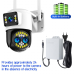 AIOOK YOOSEE APP apsaugos kamera Wifi PTZ belaidė lauko CCTV kamera HD 24MP 8K 10X ZOOM Automatinis dvipusių skambučių sekimas spalvotas naktinis matymas Camera+batterie+64GB