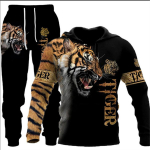 Vilkas 3d Print Hoodie Kostiumas Rudens žiemos mados Vyrų Moterų Rinkiniai Tiger Tracksuit Unisex Hoodie + Kelnės Dviejų dalių rinkinys 6XL