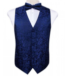 Klasikinis liemenių kaklarai&scaron;tis Paisley &scaron;ilko austa retro liemenė Bowtie Hanky ​​rankogalių sąsagų rinkinys 3XL