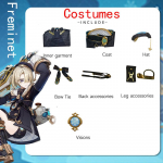 Ysir Freminet Cosplay Genshin Impact Fontaine Vaidmenų kostiumas Anime Žaidimas Cos Kostiumas XS juoda