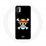 Coque pour Xiaomi Redmi Note 10T 5G One Piece Manga Tete de Mort Fond Noir
