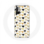 Coque pour Xiaomi Redmi Note 10 5G Fond de texture abstraite coeurs noir jaune et gris