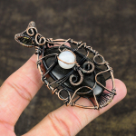 Natural Sunstone, Moonstone Gemstone Copper Wire Wrap Gift Pendant 3.15 g2a15