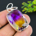 Natural Bi-Color Tourmaline Gemstone 925 Sterling Silver Pendant 1.77 v8f81