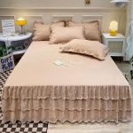 Pavasario ir vasaros nėriniuotas lovos sijonas Vienvietis princesės nėrinių &scaron;lifuotas čiužinys Neslystantis apsauginis užvalkalas lovatiesė Dovana 150*200cm 3pcs