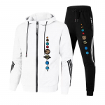&bdquo;Universe Solar System Pattern Print&ldquo; striukė ir sportiniai kelnaitės, 2 dalių komplektas, moteri&scaron;kas sportinis kostiumas su užtrauktuku S
