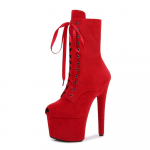 17 cm seksualūs itin auk&scaron;ti batai, atviri nosys, &scaron;okių aik&scaron;telės auk&scaron;takulniai, naktinio klubo modelio, platforminiai bateliai 35 raudona