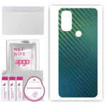 apgo Protective Skin Sticker for the back compatible with Motorola Moto E30, Wrap Film, Foil, Vinyl - Pattern Carbon Chameleon CAKA1