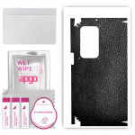 apgo Protective Skin Sticker for the back+sides compatible with Oppo Find N 5G, Full Wrap Film, Foil, Vinyl - Pattern Black Leather