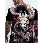 Drakono liūto voro ra&scaron;to mar&scaron;kinėliai Vasariniai mar&scaron;kinėliai Vyri&scaron;ki gatvės drabužiai 3D spausdinti mar&scaron;kinėliai Madingi kaklo trumpomis rankovėmis S juoda