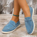 Spring Loafer Shoes Women's Flat Bottomed Retro Shoes Casual Shoes 35 dangaus mėlyna spalva