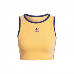 Adidas Originals I&scaron;siuvinėtas logotipas Kontrastingas trumpas vir&scaron;us Moteri&scaron;ki vir&scaron;utiniai drabužiai Geltonas JH0621 L beige