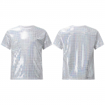 Berniukams, merginoms, blizgučiais trumpomis rankovėmis, blizgučiais mar&scaron;kinėliai Blizgūs džiazo &scaron;okių vir&scaron;ūnės hiphopo drabužiai, linksmybių uniforma, diskoteka 70-ųjų vakarėlio kostiumas 7-8 Years