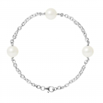 Bracelet - PERLINEA - 3 Perles de Culture d'Eau Douce 9-10 mm - Argent 925 - Longueur 18 cm - Femme