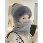 Žieminė moteri&scaron;ka kepurė su pliu&scaron;iniu, sustorėjusiu gobtuvu, vėjui atspariu &scaron;alčiui atspariu &scaron;aliku, kauke, integruota &scaron;ilta ausų apsauga ir galvos juosta one size &scaron;viesios chaki spalvos