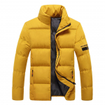 Medvilninė vyri&scaron;ka slim žieminė striukė su stačia apykakle, pamink&scaron;tinta pūkais, storesnė pamink&scaron;tinta striukė vyrams M geltona