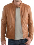 Vyri&scaron;ka odinė striukė Nauja 100% natūrali mink&scaron;ta ėriuko oda Slim Biker Bomber paltas Ruda XS ruda